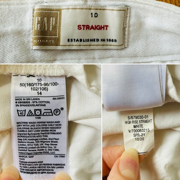 Gap White Cropped Pants Size 10 High Rise Straight Leg Cotton Blend Casual Beach - Picture 5 of 10